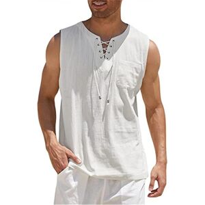 Unbranded (White, XL) Men's Medieval Renaissance Viking Pirate Cotton Linen Look Tank Top Unbranded (White, XL) Men's Medieval Renaissance Viking Pirate Cotton Linen Look Tank Top