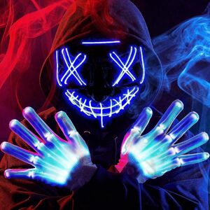 Unbranded (Blue) Halloween Led Mask Light Up Scary Mask And Gloves For Halloween Cosplay C Unbranded (Blue) Halloween Led Mask Light Up Scary Mask And Gloves For Halloween Cosplay C