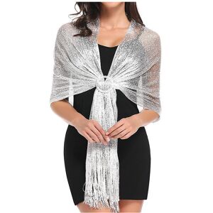 Unbranded (SILVER) Glamorous Metallic Shawls With Tassel Wraps And Round Buckle For Evenin Unbranded (SILVER) Glamorous Metallic Shawls With Tassel Wraps And Round Buckle For Evenin