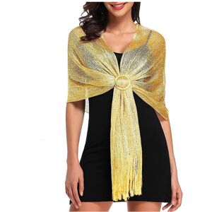 Unbranded (YELLOW) Glamorous Metallic Shawls With Tassel Wraps And Round Buckle For Evenin Unbranded (YELLOW) Glamorous Metallic Shawls With Tassel Wraps And Round Buckle For Evenin