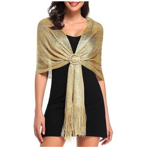 Unbranded (GOLD) Glamorous Metallic Shawls With Tassel Wraps And Round Buckle For Evening Unbranded (GOLD) Glamorous Metallic Shawls With Tassel Wraps And Round Buckle For Evening