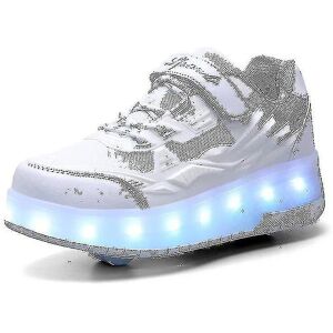 Unbranded (White, 29) Childrens Sneakers Double-wheeled Shoes Led Light Shoes Q7-yky Unbranded (White, 29) Childrens Sneakers Double-wheeled Shoes Led Light Shoes Q7-yky