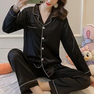 Unbranded (Black, 3XL) Women Satin Silk Look Sleepwear Pyjamas Long Sleeve Nightwear Set Unbranded (Black, 3XL) Women Satin Silk Look Sleepwear Pyjamas Long Sleeve Nightwear Set