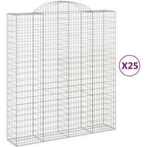 vidaXL Arched Gabion Basket - Garden Wall - Galvanized Iron vidaXL Arched Gabion Basket - Garden Wall - Galvanized Iron