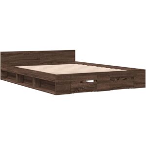 (brown oak, 120 x 190 cm) vidaXL Bed Frame with Drawers Bed Base Smoked Oak 200x (brown oak, 120 x 190 cm) vidaXL Bed Frame with Drawers Bed Base Smoked Oak 200x