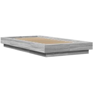 (grey sonoma, 75 x 190 cm) vidaXL Bed Frame and LED Lights Bed Base Mattress Fou (grey sonoma, 75 x 190 cm) vidaXL Bed Frame and LED Lights Bed Base Mattress Fou