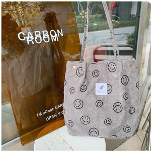 Unbranded (Gray Smile) Vintageinspired Smiley Face Tote Bag In Various Colors For Daily We Unbranded (Gray Smile) Vintageinspired Smiley Face Tote Bag In Various Colors For Daily We