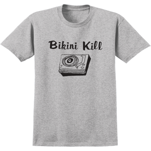 Gildan (M) Bikini Kill Record Player (Grey) T-shirt S Gildan (M) Bikini Kill Record Player (Grey) T-shirt S
