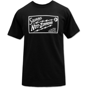 Gildan (M) Squirrel Nut Zippers Roasted Right Logo on Black T-shirt S Gildan (M) Squirrel Nut Zippers Roasted Right Logo on Black T-shirt S