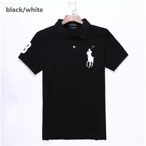 Unbranded (Black & white, S) Men's Custom Shirt Cotton Short Sleeve Large Pony Unbranded (Black & white, S) Men's Custom Shirt Cotton Short Sleeve Large Pony