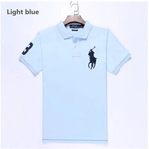 Unbranded (Light blue, L) Men's Custom Shirt Cotton Short Sleeve Large Pony Unbranded (Light blue, L) Men's Custom Shirt Cotton Short Sleeve Large Pony