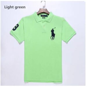 Unbranded (Light green, L) Men's Custom Shirt Cotton Short Sleeve Large Pony Unbranded (Light green, L) Men's Custom Shirt Cotton Short Sleeve Large Pony