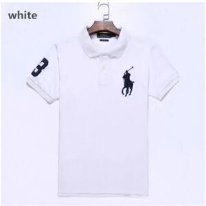 Unbranded (White, L) Men's Custom Shirt Cotton Short Sleeve Large Pony Unbranded (White, L) Men's Custom Shirt Cotton Short Sleeve Large Pony