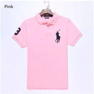 Unbranded (Pink, L) Men's Custom Shirt Cotton Short Sleeve Large Pony Unbranded (Pink, L) Men's Custom Shirt Cotton Short Sleeve Large Pony