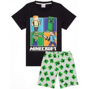 (8-9 Years, Black/Heather Grey/Green) Minecraft Boys Short Pyjama Set (8-9 Years, Black/Heather Grey/Green) Minecraft Boys Short Pyjama Set