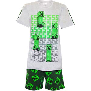 (8-9 Years, Heather Grey/Green/Black) Minecraft Boys Short Pyjama Set (8-9 Years, Heather Grey/Green/Black) Minecraft Boys Short Pyjama Set