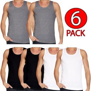 Unbranded (2X Black 2X White 2X Grey, 2XL) Mens Vests 100%Cotton Gym Training Tank Top 6 P Unbranded (2X Black 2X White 2X Grey, 2XL) Mens Vests 100%Cotton Gym Training Tank Top 6 P