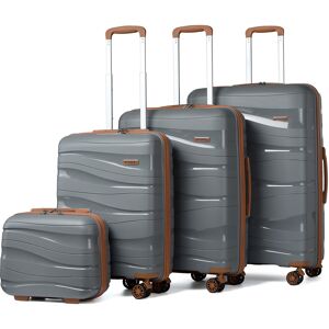 Unbranded (Grey and Brown, 14/20/24/28 inch) One Or Four Pieces Lightweight PP Hard Shell Unbranded (Grey and Brown, 14/20/24/28 inch) One Or Four Pieces Lightweight PP Hard Shell