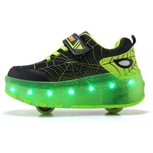 Unbranded (UK 13Kids/32/20.6 CM, Black Green) Kids Boys Girls Wheel Trainers Skates Shoes Unbranded (UK 13Kids/32/20.6 CM, Black Green) Kids Boys Girls Wheel Trainers Skates Shoes