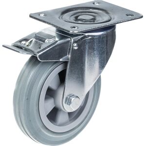 Parnells 160mm 6" castor grey rubber tyre swivel with brake strong 135kg capacity Parnells 160mm 6" castor grey rubber tyre swivel with brake strong 135kg capacity