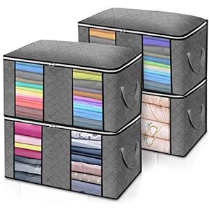 Astoryou 4Pack 90L Large Capacity Clothes Storage Bags with Reinforced Handle Clear Windo Astoryou 4Pack 90L Large Capacity Clothes Storage Bags with Reinforced Handle Clear Windo