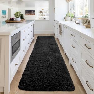 SUPREME BEDDING LTD (80 cm x 300 cm (2 ft 6 in x 10 ft), Shaggy Fluffy Black) Shaggy Rugs Non Slip H SUPREME BEDDING LTD (80 cm x 300 cm (2 ft 6 in x 10 ft), Shaggy Fluffy Black) Shaggy Rugs Non Slip H