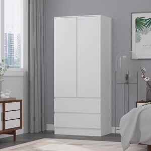 FWStyle White 2-Door Wardrobe with Drawers & Hanging Rail FWStyle White 2-Door Wardrobe with Drawers & Hanging Rail