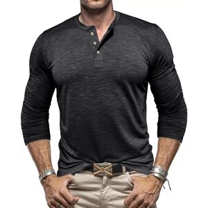 Unbranded (Black, L) Mens Button Neck Henley Tops T Shirt Long Sleeve Slim Fit Grandad Shi Unbranded (Black, L) Mens Button Neck Henley Tops T Shirt Long Sleeve Slim Fit Grandad Shi