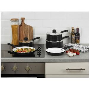 URBN Living (Black) 8Pcs Ribbed Aluminium Induction Hob Cookware Set Saucepans Pots Lids Fry URBN Living (Black) 8Pcs Ribbed Aluminium Induction Hob Cookware Set Saucepans Pots Lids Fry