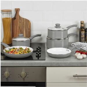 URBN Living (Grey) 8Pcs Ribbed Aluminium Induction Hob Cookware Set Saucepans Pots Lids Fryi URBN Living (Grey) 8Pcs Ribbed Aluminium Induction Hob Cookware Set Saucepans Pots Lids Fryi