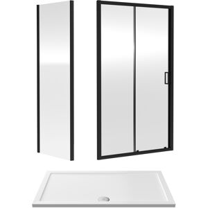 Balterley 6mm Toughened Safety Glass Sliding Shower Door, Side Panel and Shower Tray - 140 Balterley 6mm Toughened Safety Glass Sliding Shower Door, Side Panel and Shower Tray - 140
