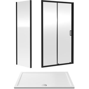 Balterley 6mm Toughened Safety Glass Sliding Shower Door, Side Panel and Shower Tray - 140 Balterley 6mm Toughened Safety Glass Sliding Shower Door, Side Panel and Shower Tray - 140