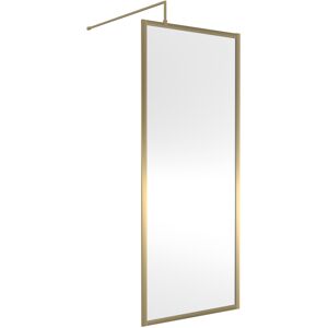 Balterley 8mm Toughened Safety Glass Wetroom Screen & Support Bar, 760mm - Brushed Brass Balterley 8mm Toughened Safety Glass Wetroom Screen & Support Bar, 760mm - Brushed Brass