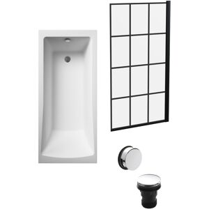 Balterley Square Single Ended 1700x700 with Leg Set & Black Square Framed Screen & Chrome Balterley Square Single Ended 1700x700 with Leg Set & Black Square Framed Screen & Chrome
