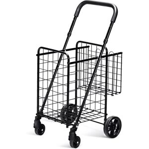 Costway Folding Shopping Cart Portable Utility Cart Double Basket Utility Cart Costway Folding Shopping Cart Portable Utility Cart Double Basket Utility Cart