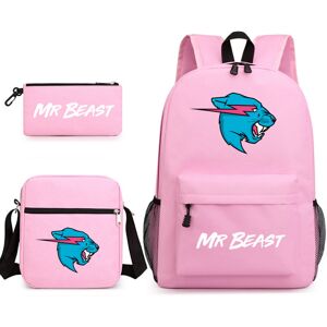 Unbranded (Pink 2) Mr Beast Lightning Cat 3-Piece Backpack Set Student Laptop Canvas Bag Unbranded (Pink 2) Mr Beast Lightning Cat 3-Piece Backpack Set Student Laptop Canvas Bag