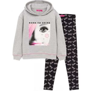 (5-6 Years, Grey/Black/White) Barbie Girls Hoodie And Leggings Set (5-6 Years, Grey/Black/White) Barbie Girls Hoodie And Leggings Set