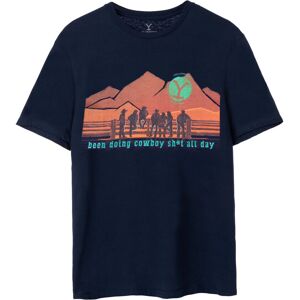 (XXL, Navy) Yellowstone Mens Cowboy Short-Sleeved T-Shirt (XXL, Navy) Yellowstone Mens Cowboy Short-Sleeved T-Shirt