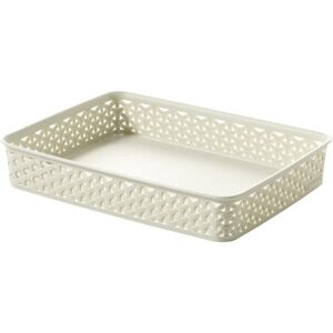 (36 x 26 x 6cm, Vintage White) Curver Rattan A4 Wicker Storage Tray (36 x 26 x 6cm, Vintage White) Curver Rattan A4 Wicker Storage Tray