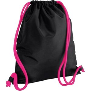 (One Size, Black/Fuchsia) Bagbase Icon Drawstring Bag/Gymsac (Pack of 2) (One Size, Black/Fuchsia) Bagbase Icon Drawstring Bag/Gymsac (Pack of 2)
