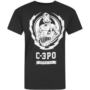 (L, Black) Star Wars Official Mens C-3PO Lightning Crest T-Shirt (L, Black) Star Wars Official Mens C-3PO Lightning Crest T-Shirt