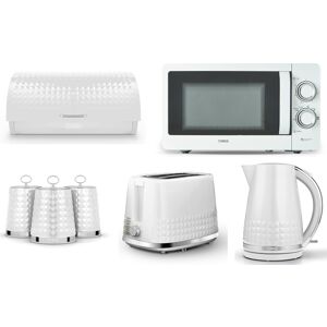 Tower Solitaire White Kettle Toaster T24042WHT Microwave & Storage Set Tower Solitaire White Kettle Toaster T24042WHT Microwave & Storage Set