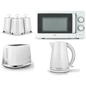 Tower Solitaire White Kettle Toaster T24042WHT Microwave Canisters Set Tower Solitaire White Kettle Toaster T24042WHT Microwave Canisters Set