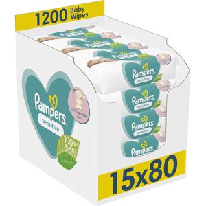 Pampers Sensitive Baby Wipes 15 Packs of 80 = 1200 Baby Wet Wipes, Unscented, Fo Pampers Sensitive Baby Wipes 15 Packs of 80 = 1200 Baby Wet Wipes, Unscented, Fo