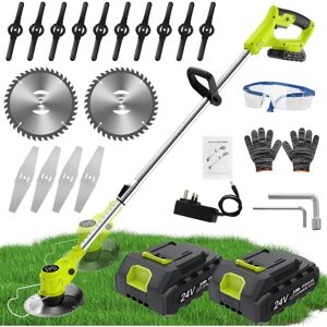 Unbranded 24V Metal Blade Strimmer, Telescopic Cordless Strimmer, 2x2000mAh Battery with 6 Unbranded 24V Metal Blade Strimmer, Telescopic Cordless Strimmer, 2x2000mAh Battery with 6