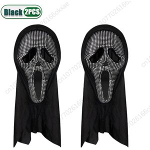 Unbranded (Black-2PCS) 4PC HC Screaming Ghost Face Mask with Diamonds COS Masquerade Costu Unbranded (Black-2PCS) 4PC HC Screaming Ghost Face Mask with Diamonds COS Masquerade Costu