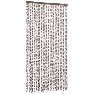 vidaXL Taupe White 100x230cm Chenille Fly Curtain Door Screen vidaXL Taupe White 100x230cm Chenille Fly Curtain Door Screen