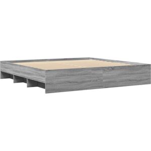 vidaXL Bed Frame Bed Base Grey Sonoma 180x200 cm King Size Engineered Wood vidaXL Bed Frame Bed Base Grey Sonoma 180x200 cm King Size Engineered Wood