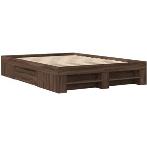vidaXL Bed Frame Bed Base Home Bedstead Brown Oak 140x200 cm Engineered Wood vidaXL Bed Frame Bed Base Home Bedstead Brown Oak 140x200 cm Engineered Wood