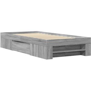 vidaXL Bed Frame Bed Base Grey Sonoma 75x190 cm Small Single Engineered Wood vidaXL Bed Frame Bed Base Grey Sonoma 75x190 cm Small Single Engineered Wood